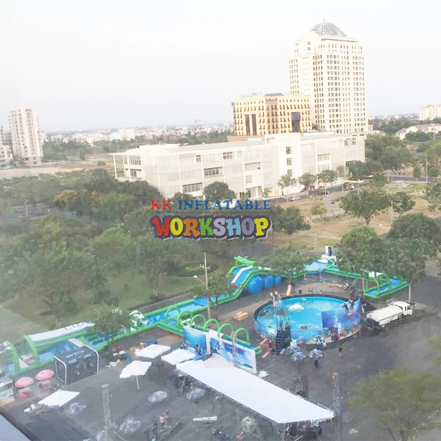 Extra long inflatable water slide Community Garden City Square Water Park 5