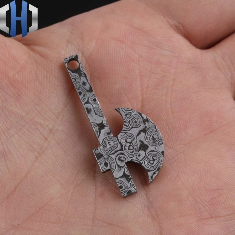 Damascus Pattern Steel Pattern Steel Small Pendant DIY Semi-finished Axe Damascus Pattern Steel Pattern Steel Small Pendant DIY Semi-finished Axe