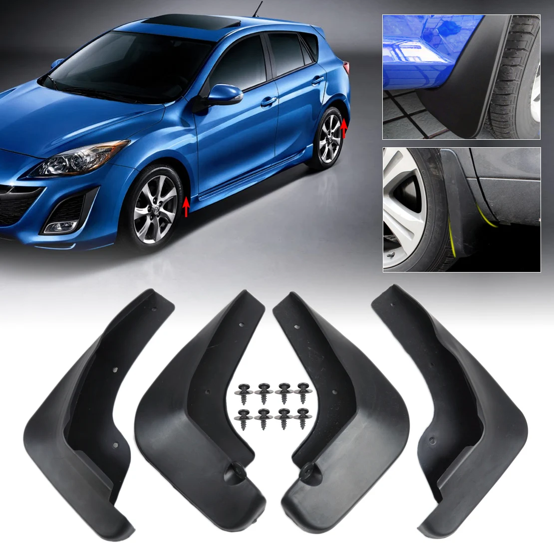 DWCX Car Black Mud Flaps Flap Splash Guards Mudguard Mudflaps Fenders