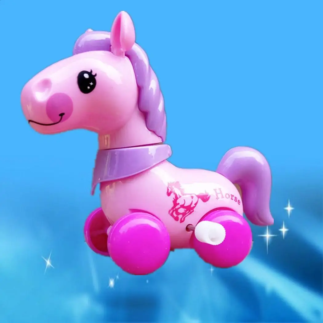 Clockwork Cartoon Animal Horse Plastic Toy Kids Spring Wind Up Toy