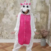 Cute Cartoon Animal Pink Stitch Unicorn Cat Rabbit Pajamas Winter Adult Unicorn Pajamas Long Sleeve Flannel Pajamas For Women