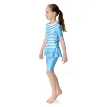 Мусульманские купальники для девочек; Раздельные купальники с короткими рукавами; детская пляжная одежда для серфинга; купальный костюм