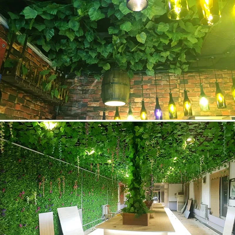 

Hot Artificial Green Rattan Simulation 210cm Tree Leaf for Home Wedding Decor MDD88