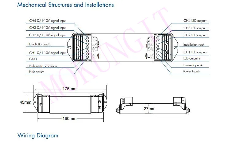 5A* 4CH 12-36VDC CV 0/1-10 V затемняющий драйвер L4-L 4 в и 4 выхода постоянного напряжения диммер драйвер для проектирования