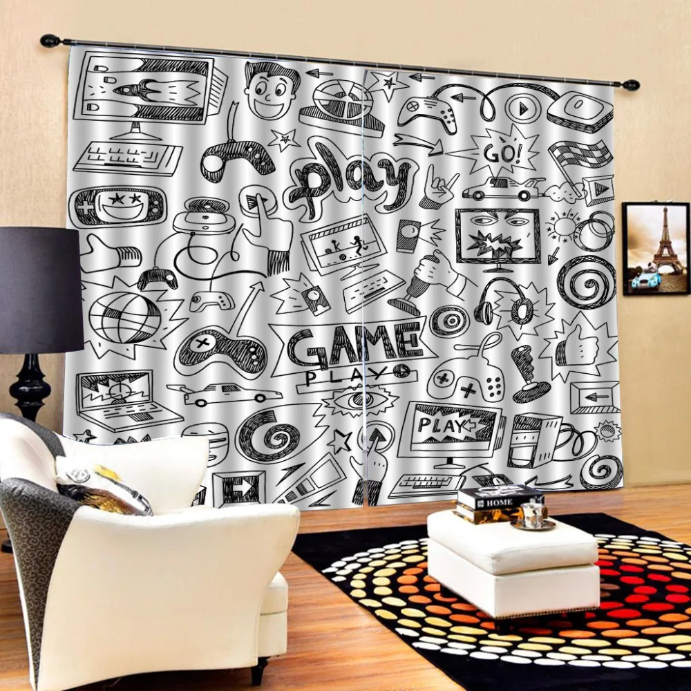

Europe simple curtains 3d Curtains Blackout for Living Room Kids Bedroom Fabric Blackout curtain
