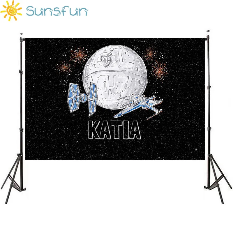 

Sunsfun Birthday Background for Photo Studio Universe Space Firework Planet Earth Dreamlike Photography Backdrop Photocall