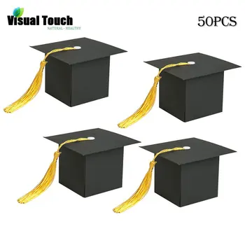 

Visual Touch 50pcs/lot Doctor Hat Cap Candy Box Celebration Party Candy Favor Packing Box Gift Boxes Graduation Party Supplies