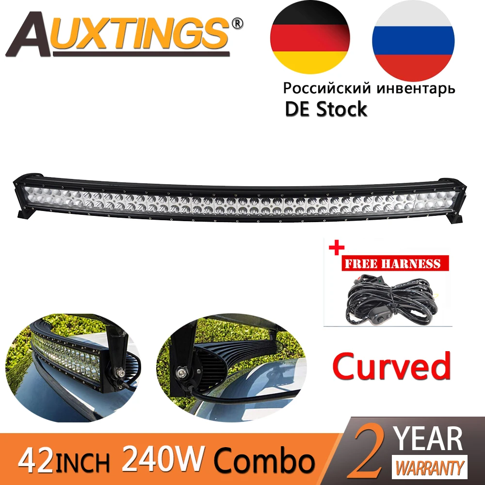 Auxtings 42'' inch CE RoHS aluminum housing 4x4 truck UTV ATV tractor 240W curved offroad car led light bar for Offroad Boat Car