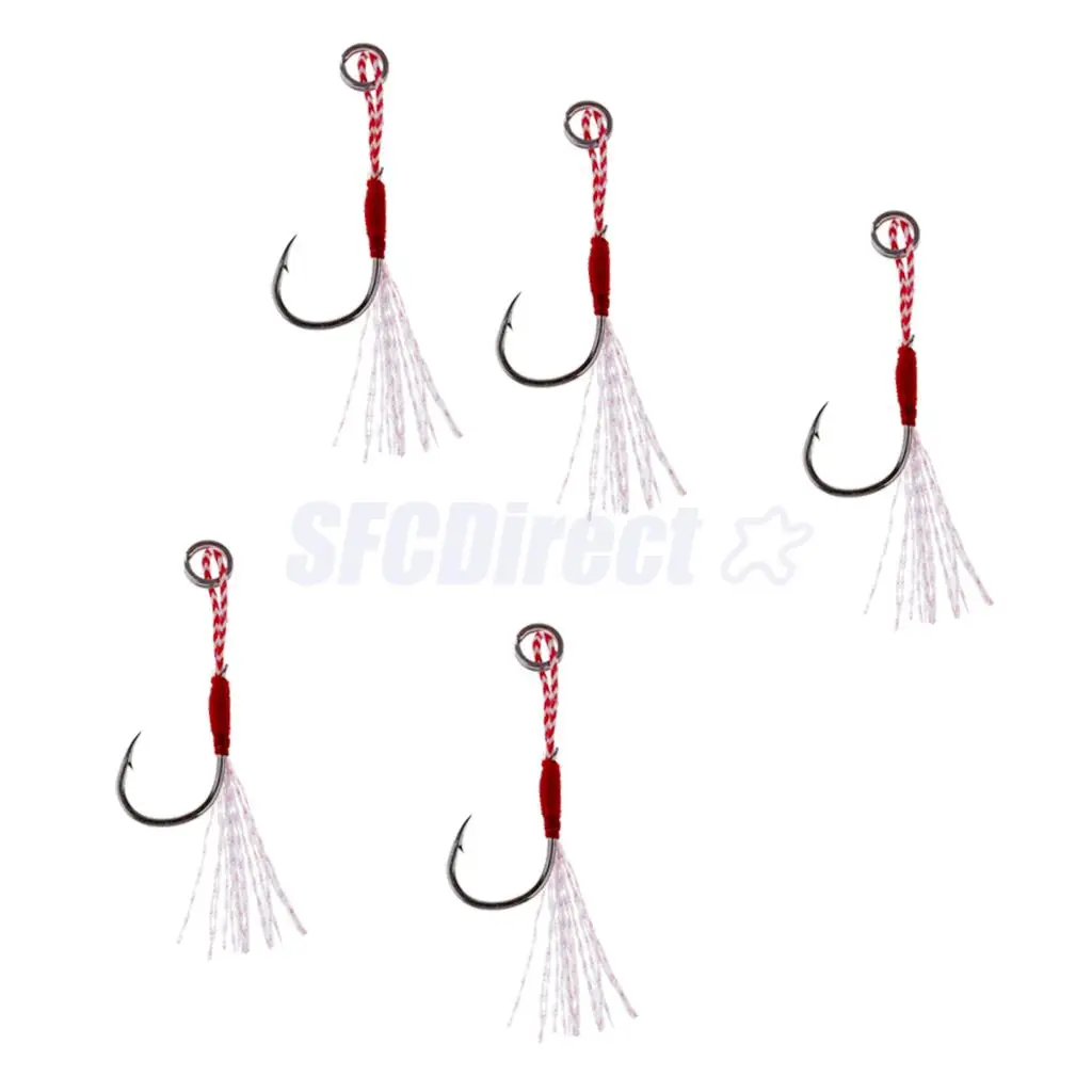 5Pcs Deep Sea Fishing Assist Hooks Worm Barbed Hooks Live Baits Hooks with PE Line 13# 15# 17#