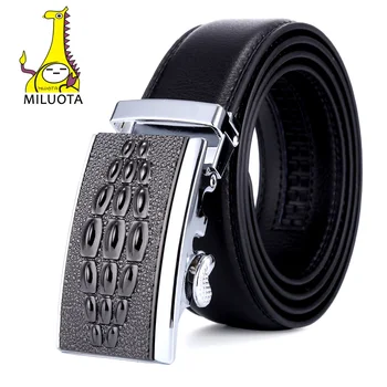 

[MILUOTA] Men's Fashion Genuine Leather Belts for Men High Quality Metal Automatic Buckle Strap Male Jeans Cowboy MU078
