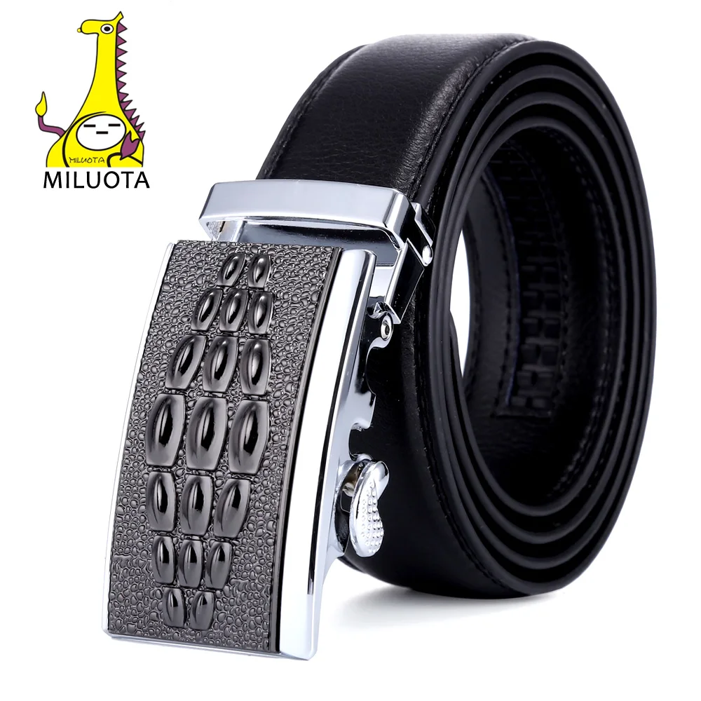 

[MILUOTA] Men's Fashion Genuine Leather Belts for Men High Quality Metal Automatic Buckle Strap Male Jeans Cowboy MU078