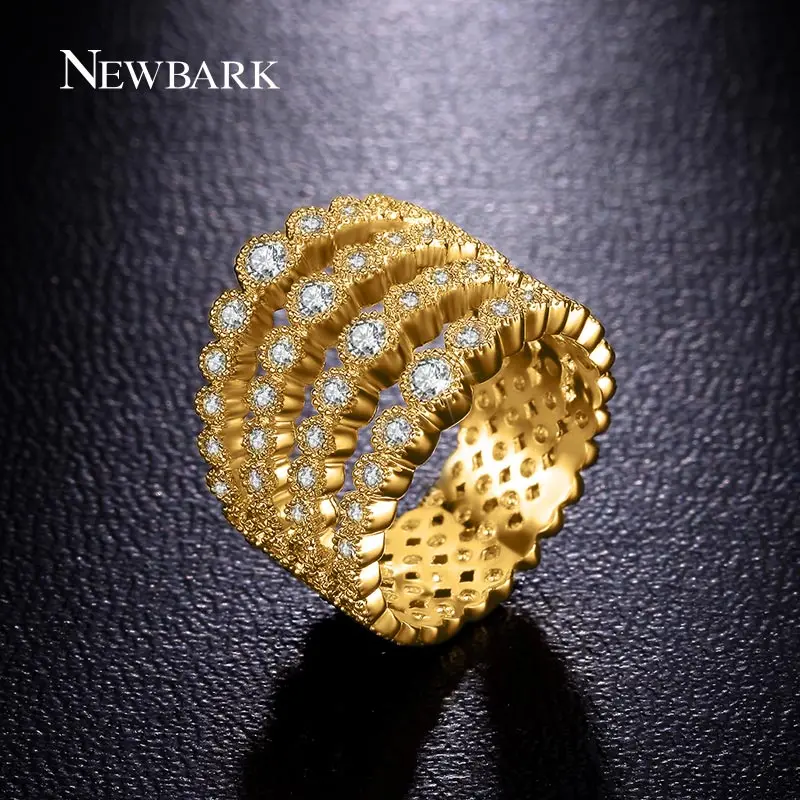 NEWBARK Rings For Party Gold Plated With Cubic Zirconia Finger Ring