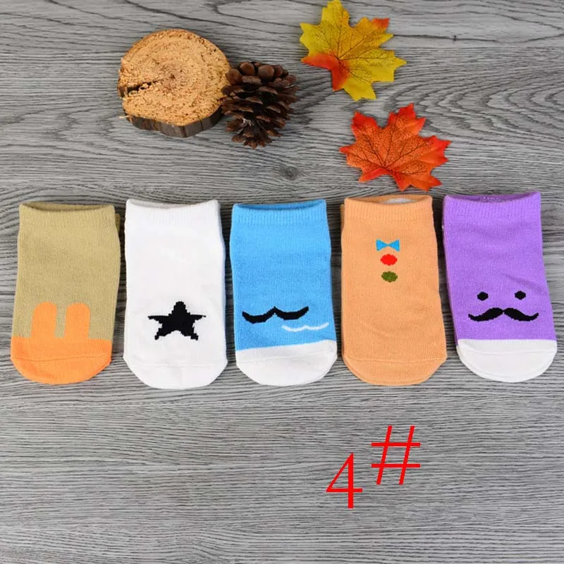 5 пар, хлопковые детские носки для мальчиков и девочек, повседневные носки-тапочки для новорожденных Короткие Нескользящие эластичные носки для новорожденных - Цвет: Бежевый