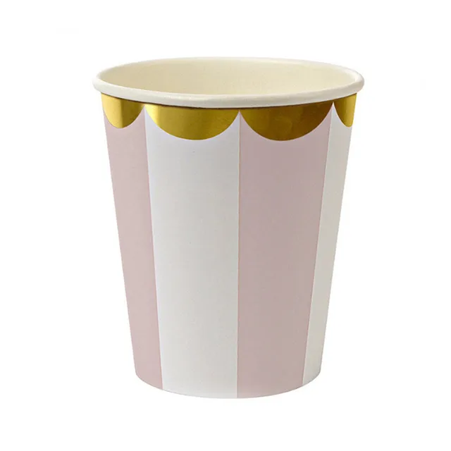 Online Shop Gilding High-end Disposable Tableware Set Pink Striped ... Online Shop Gilding High-end Disposable Tableware Set Pink Striped ...