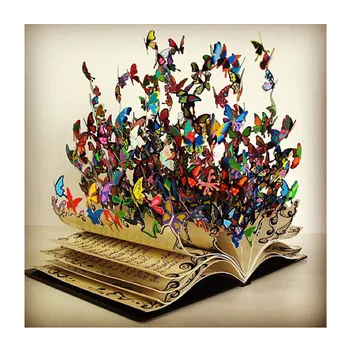 

Diamond Painting Full Square/ Round Drill 5D Daimond Painting Picture Book and A Flock of colorful Butterflies Crystal zou034