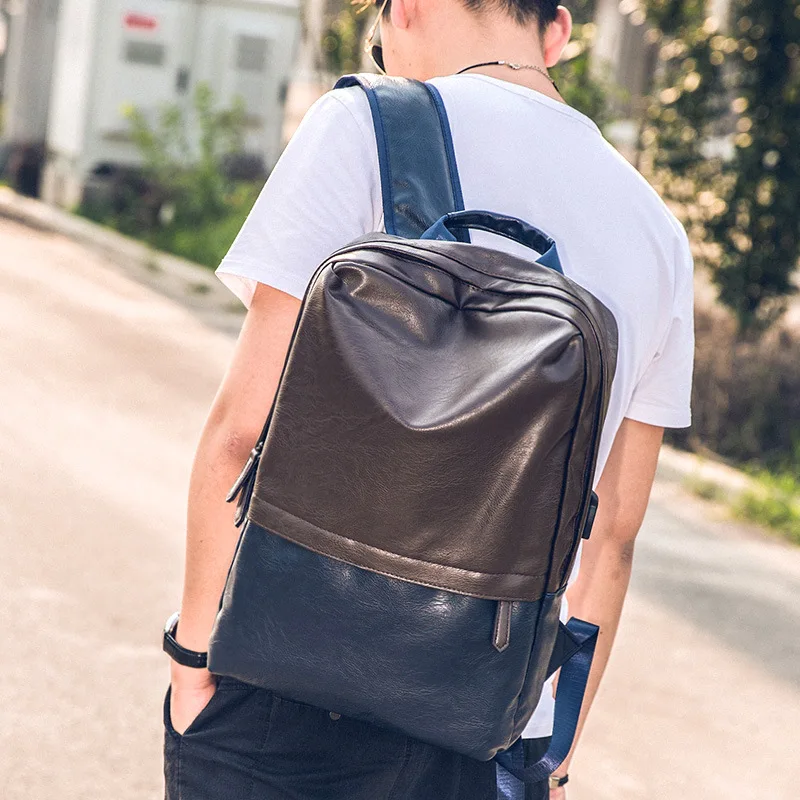 

Men's Backpack PU High School Student Bag Fashion popular Large Capacity Casual Travel Computer Bag
