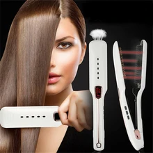 Профессиональная инфракрасная отрицательная ионная Паровая прямая расческа для волос, Инфракрасный паровой выпрямитель, функция самоблокировки, выпрямитель для волос