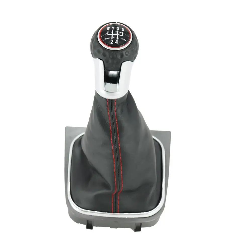 Для VW Jetta 6 A6 MK6 GLI 2012 2013 новинка года 5/6 Скорость MT Шестерни ручка переключения с кожаный чехол переключателя передач загрузки красная линия