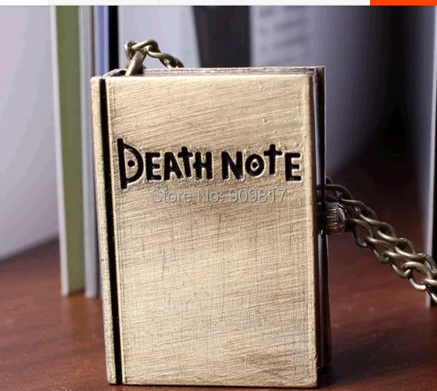 Лидер продаж черные туфли высокого качества "Death Note" карманные часы для Рождественский подарок латунь 10 шт./лот