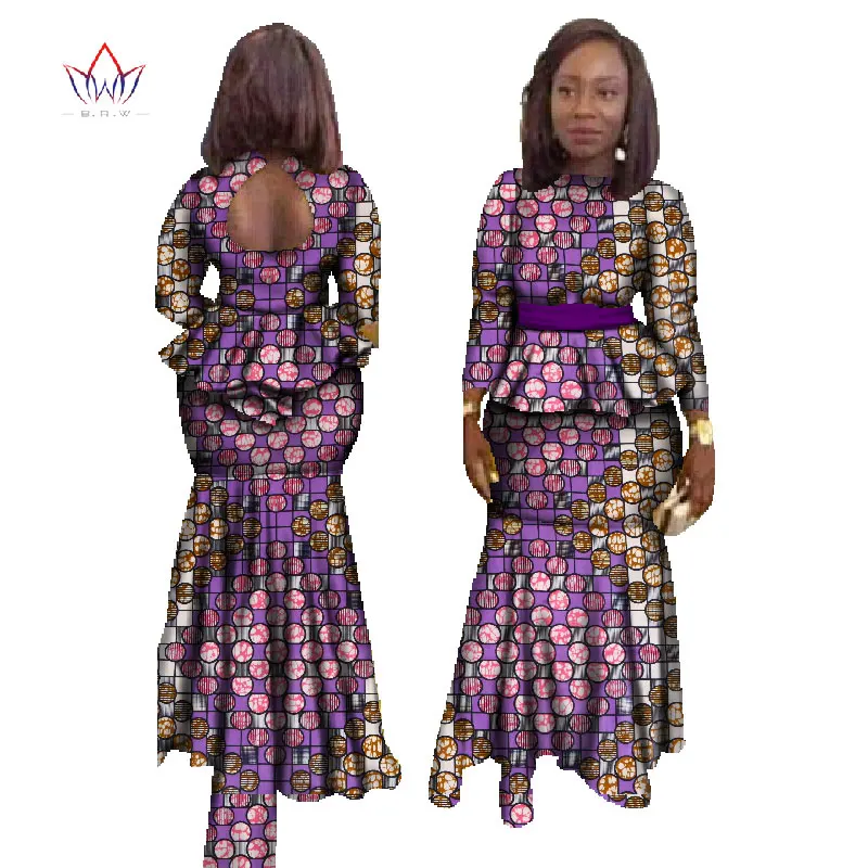 BRW модная африканская юбка набор для Женщин Дашики размера плюс африканская одежда Базен Сексуальная традиционная африканская одежда WY023 - Цвет: 27