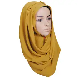 Мода Национальный жемчуг шифоновое покрывало платок Лидер продаж высокое качество мусульманский хиджаб для женщин Шелковый Sjaal оптовая