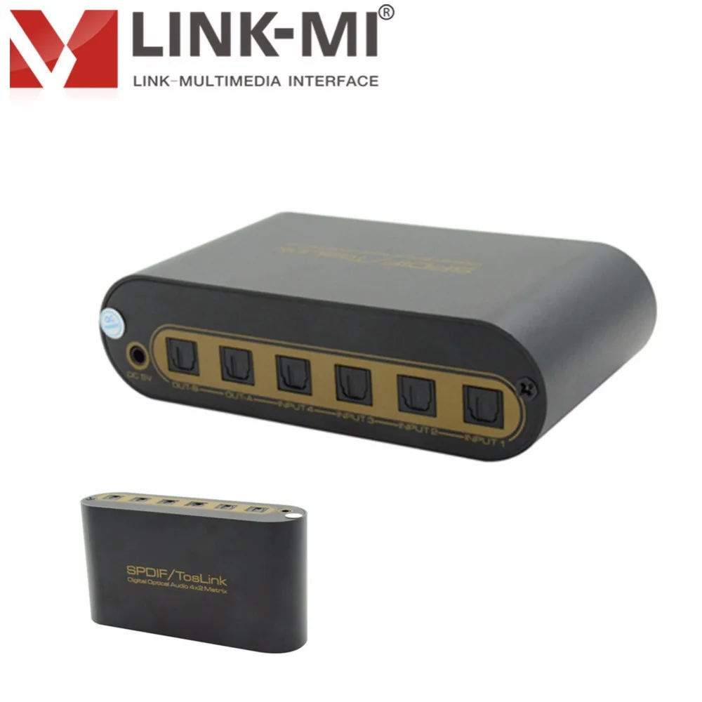 LINK-MI LM-FB402 SPDIF/Toslink Цифровой оптический аудио 4x2 матричный коммутатор 4 в 2 из сплиттер с пультом дистанционного управления