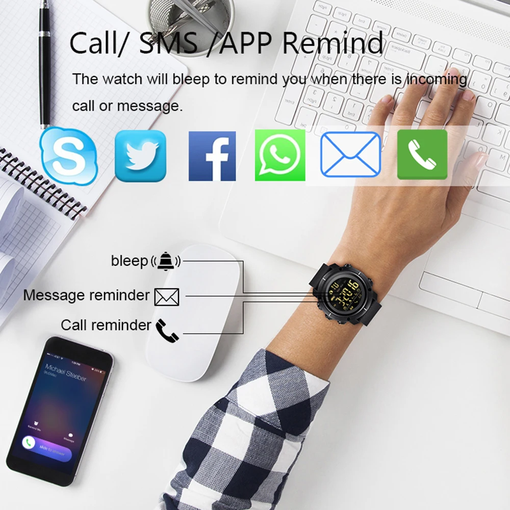 LEMFO LF19 Smart Watch Professional Sport Watches 50M Waterproof Clock Pedometer Swimming Bluetooth Sync For IOS Android Phone 