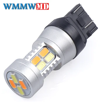 

1pcs T20 5630 P27/5W 5730 20SMD Amber/White Switchback LED Bulbs SMD DRL Turn Signal Light 12V Dual Colors 12V Car Light