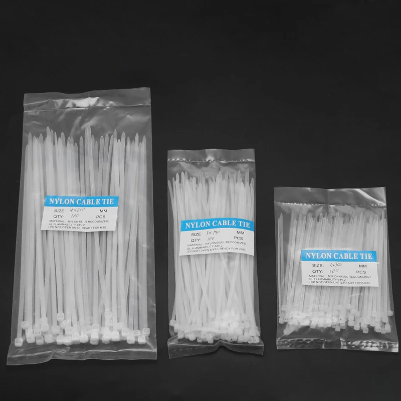 

250 Pcs Nylon Cable Self-locking Plastic Wire Zip Ties Set 3*100 3*150 4*200 MRO & Industrial Supply Fasteners & Hardware Cable
