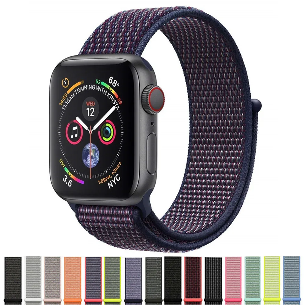 

nylon weave Sport loop strap for apple watch 44mm 40mm iwatch series 4 3 2 1 42mm 38mm breathable bracelet wristband accessories