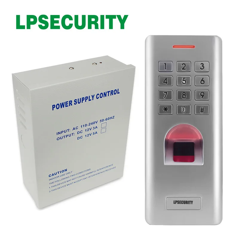 

with power supply 12V 5A IP66 1000 users Standalone fingerprint keypad access control reader for door lock gate opener