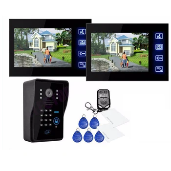 

7 inches Wired Video Intercom System With 2PCS TFT Monitors 1PCS Outdoor IR Camera Video Doorphone Doorbell Remote Unlock