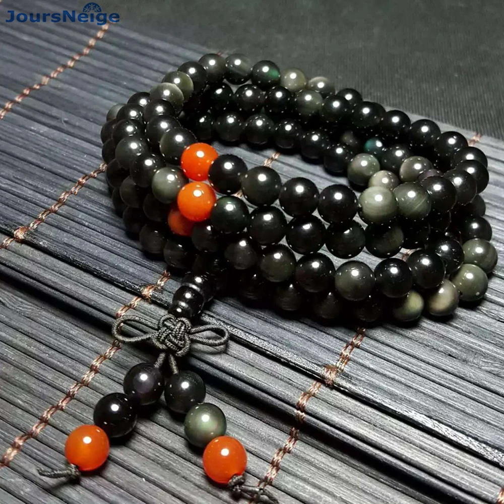 

Black Obsidian Natural Stone Bracelets 108 Buddha Beads Necklace Energy Stone Bracelet Jewelry for Women Men Free Shipping