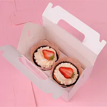 300 шт./лот портативный Коробка Два шт держатель для маффинов кексов чашки Портативный коробка для упаковки Торта