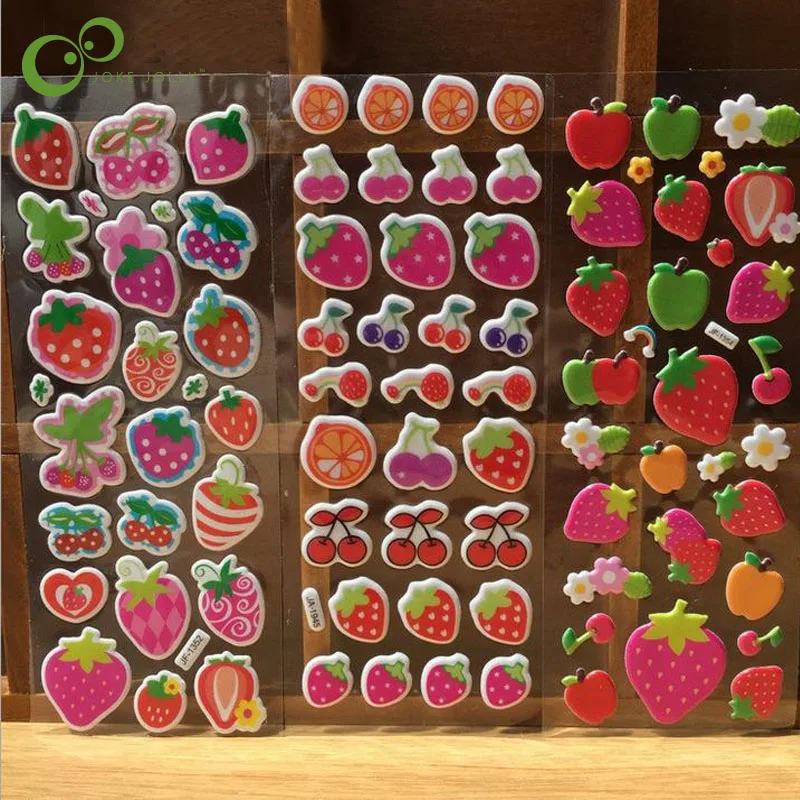 5 Sheets Special Scrapbooking Bubble Puffy Stickers Kawaii Fruits