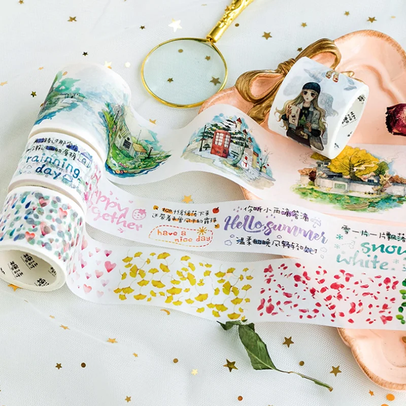 

1 Pcs Novelty DIY Cartoon Paper Washi Masking Tapes Season Series Decorative Adhesive Tape Stickers School Supplies