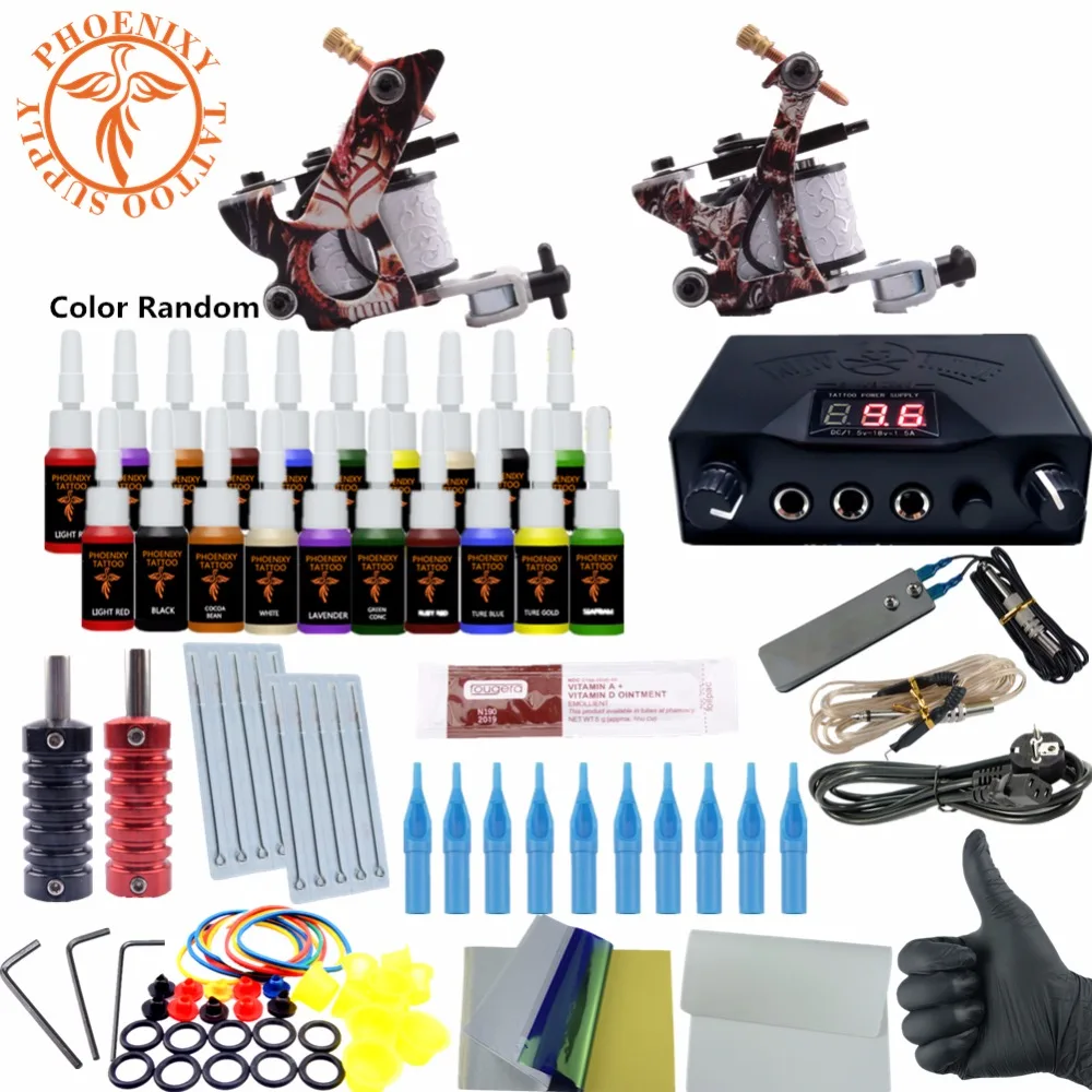 

Complete Tattoo Kit Two Machine Guns Tattoo Machine Set 20 Colors Ink Set Complete LED Power Supply Tattoo Set