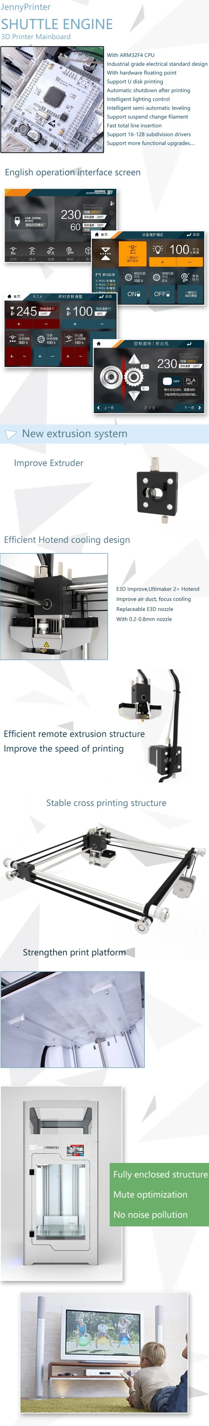 Новинка! JennyPrinter4 Z360 сенсорный экран двойной экструдер 3d принтер DIY комплект для Ultimaker 2 UM2+ расширенный