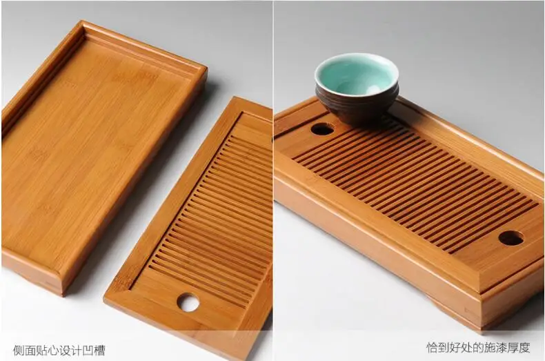 1 шт./Натуральный Бамбуковый чайный поднос, поднос для хранения воды, китайский традиционный чайный набор кунг-фу, аксессуары для дома, простой мини чайный поднос