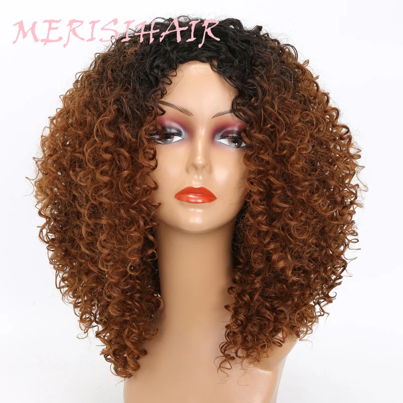 MERISI HAIR Long Kinky Curly Afro Wig Blonde Mixed Brown Color Synthetic Wigs for Black Women Heat Resistant Fiber 250g  (4)