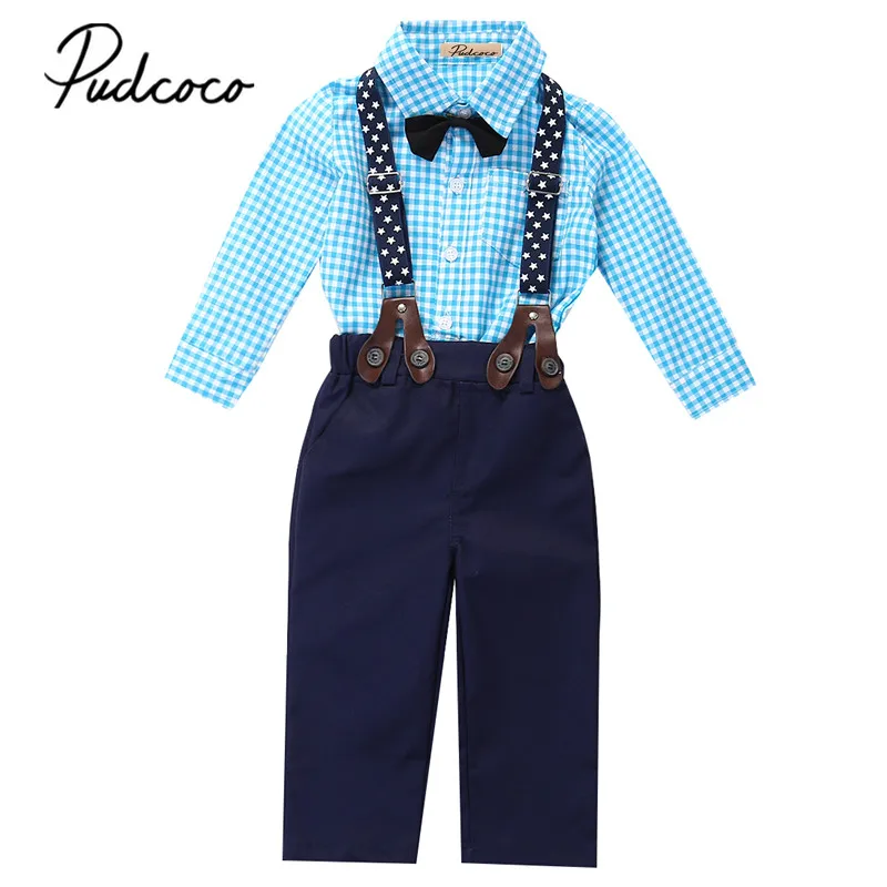 Pudcoco 2Pcs Newborn 2017 Infant Baby Boys Gentleman Clothes Shirt Tops