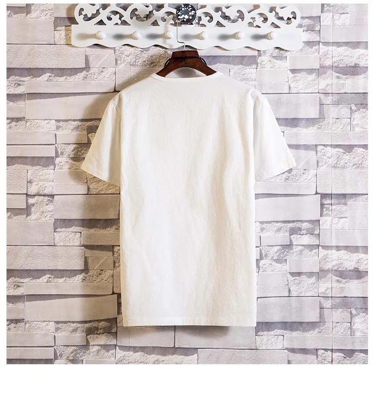Летняя модная мужская футболка в японском стиле, тонкая льняная футболка большого размера 4XL 5XL, Мужская футболка с коротким рукавом