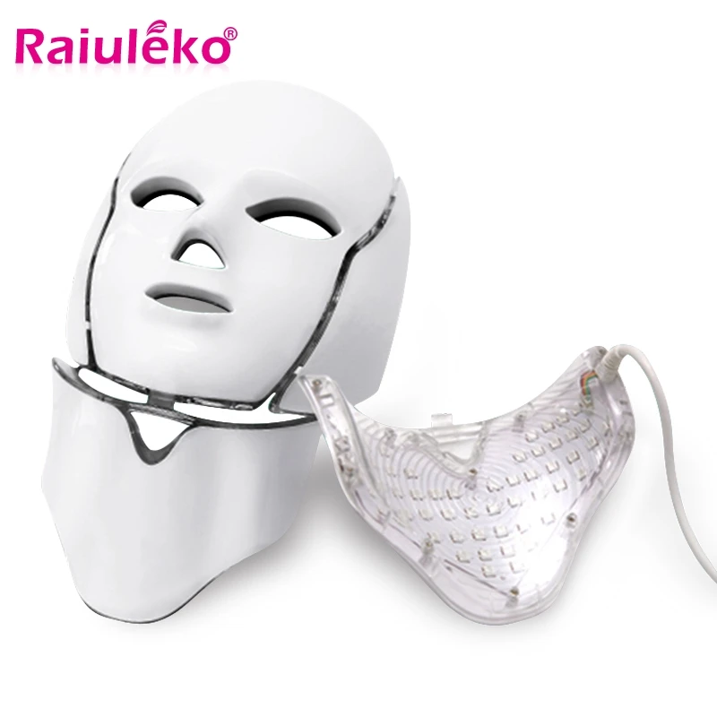 Limited  Led Mask 7 Colors Lights Face Mask Therapy Photon Led Facial Machine with Neck Korea Skin Care Whit