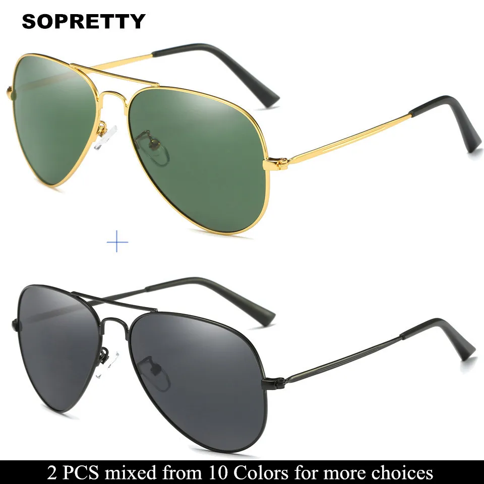 SOPRETTY (2PCS/LOT) Polarized Pilot Aviator Sunglasses for Women/Men