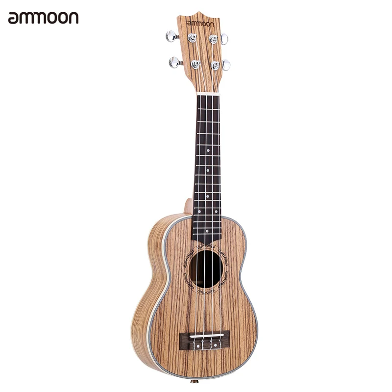 

ammoon 21" Ukulele Acoustic Ukelele Zebrawood 15 Fret 4 String Ukulele 21" Musical Stringed Instrument