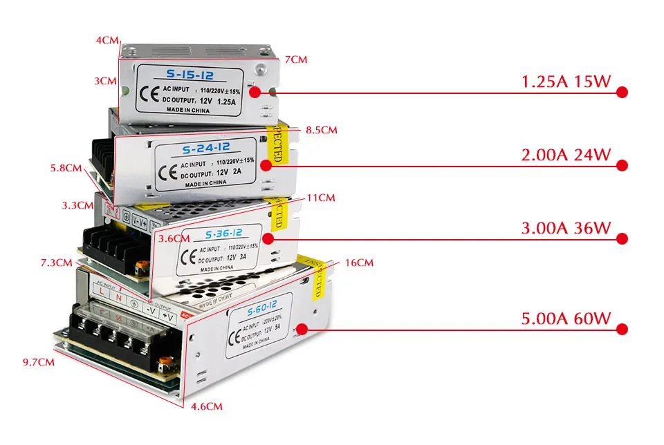 2A 3A 5A 8A 15A 20A 30A светодиодный светильник ing трансформаторы AC/DC 12V Мощность адаптер Светодиодные ленты светильник Питание 60W 100W 120W 180W 250W 360W