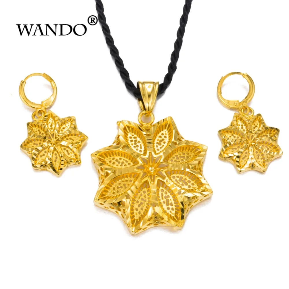 wando Ethiopian set Jewelry 24k Gold Color Necklace/Pendant /earing