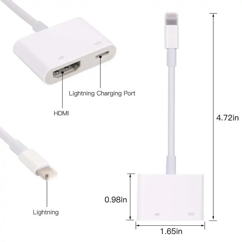 For Ipad To Hdmi Adapter For Iphone To Digital Av Hdmi 4K Usb Cable Connector 1080P Hd Adapters For Iphone X 8/7/6/Ipad Air