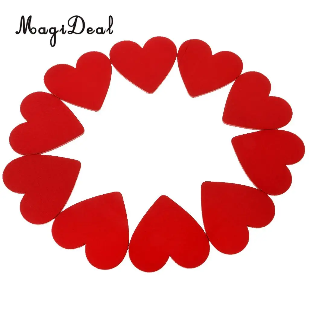 

MagiDeal Beautiful/Lot 10Pcs Red Heart Shape Wood Slice Wooden Pieces for DIY Wedding Scrapbooking Cardmaking Craft Project 48mm