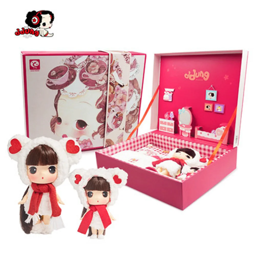 

Ddung Doll Genuine Korean Gift Box Set 18cm 9cm Dressing Dolls BJD Lovely Baby Girl Classic Collection Valentine's Day Birthday